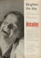 Ritalin wird als Mittel zur Behandlung von Depressionen. Müdigkeit und Antriebslosigkeit beworben (Ciba, 1957)